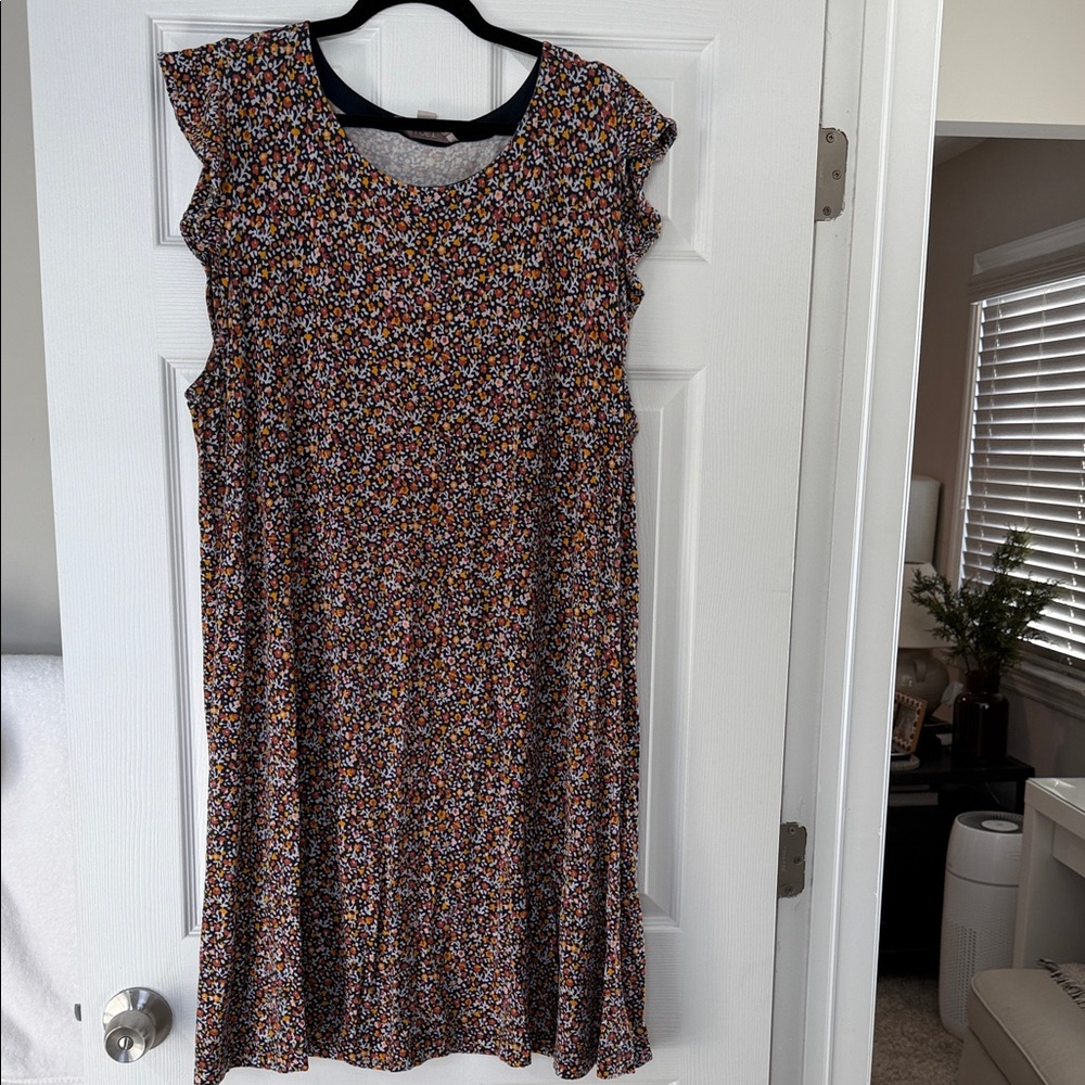 LOFT Multicolor Floral Midi Dress